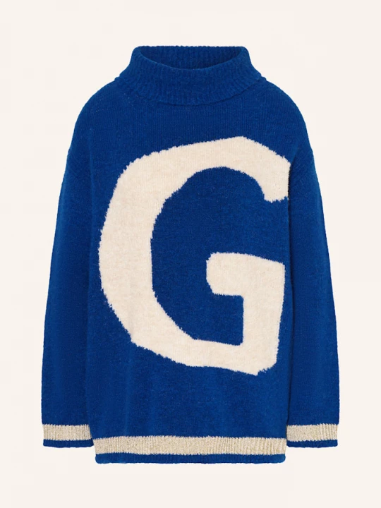 Obrázek produktu Grace Oversized Svetr S Alpakou A Třpytivou Přízí modrá / režná / zlatá