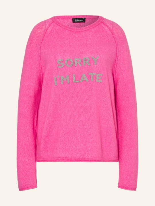 Obrázek produktu Grace Svetr Sorry I'm Late S Ozdobnými Korálky růžová / stříbrná