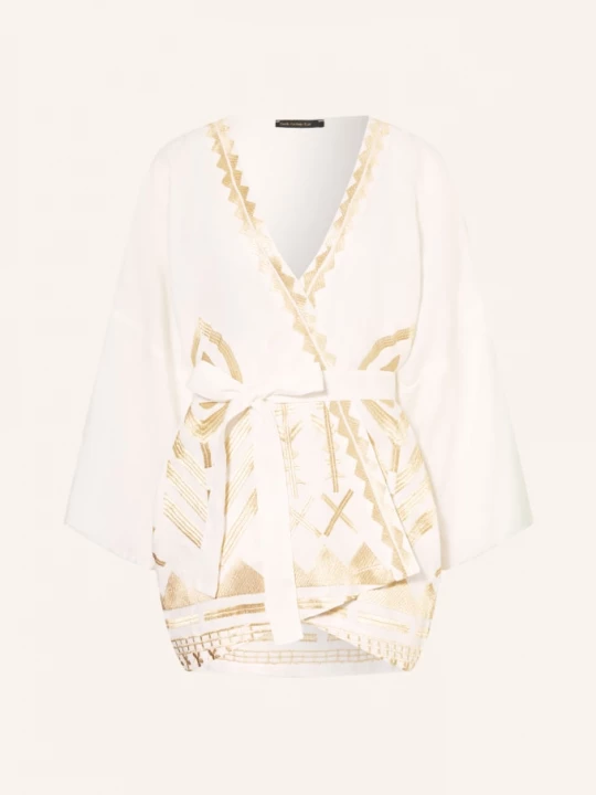 Obrázek produktu Greek Archaic Kori Dámský Kimono Z Lnu bílá / zlatá
