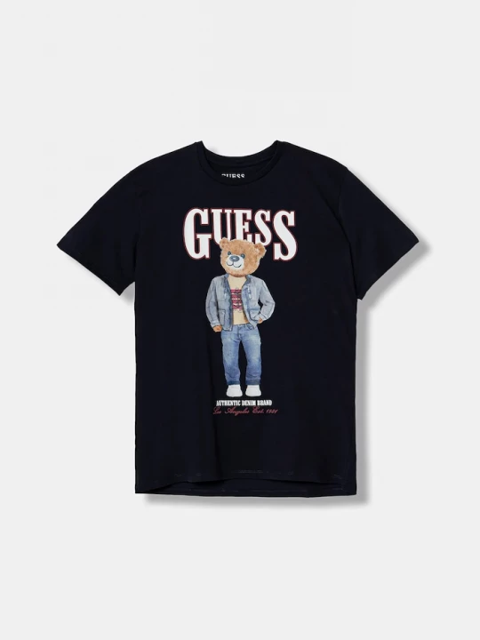 Obrázek produktu Guess Dětské bavlněné tričko Guess námořnická modř