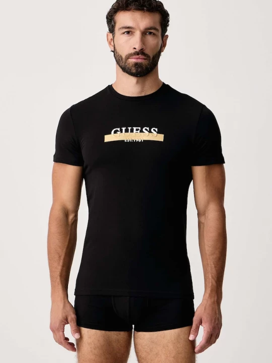 Obrázek produktu Guess dvoudílné pyžamo pánské bavlněné elastanem černá