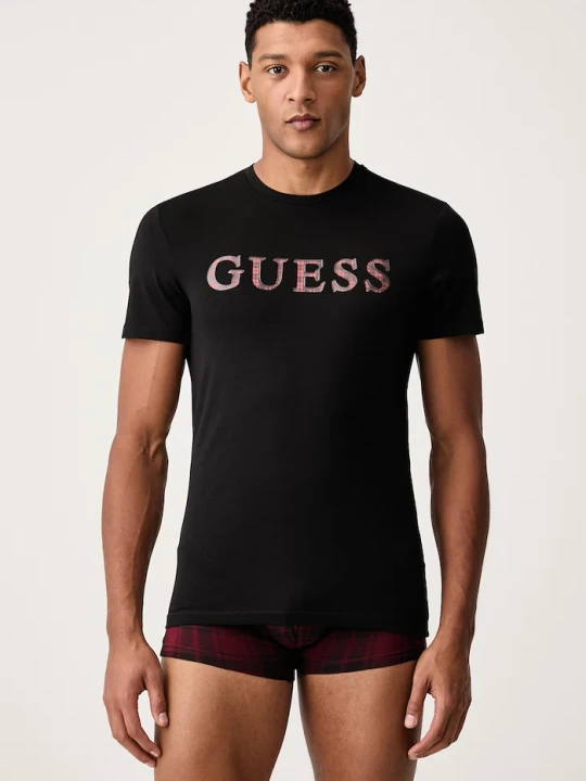 Obrázek produktu Guess dvoudílné pyžamo pánské bavlněné elastanem černá