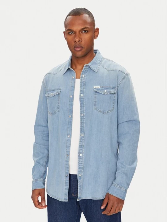 Obrázek produktu Guess džínová košile M4GH02 D3PF5 Modrá Slim Fit