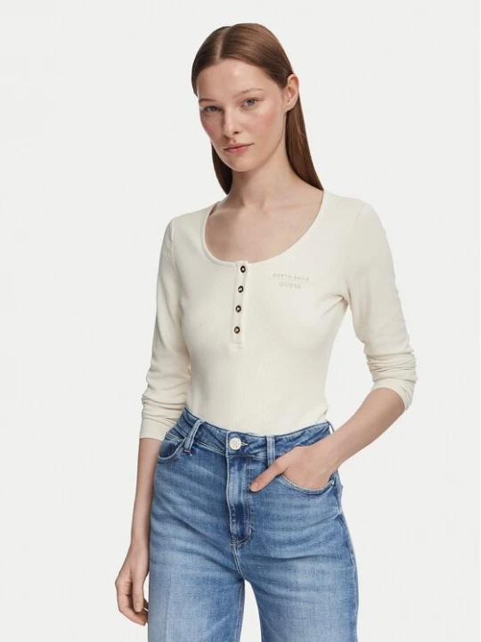 Obrázek produktu Guess Halenka W6YP60 K5318 Krémová Slim Fit