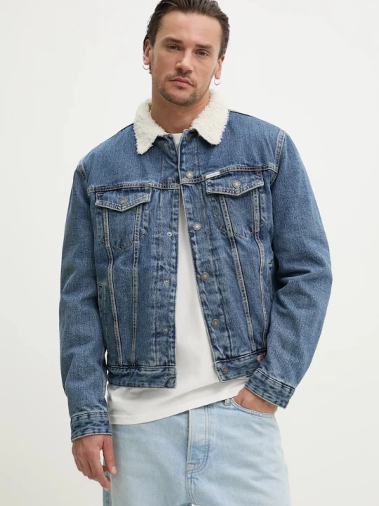 Obrázek produktu Guess Jeans Bavlněná džínová bunda Guess Jeans modrá