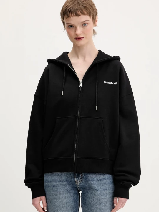 Obrázek produktu Guess Jeans rozepínací mikina dámská bavlněná černá