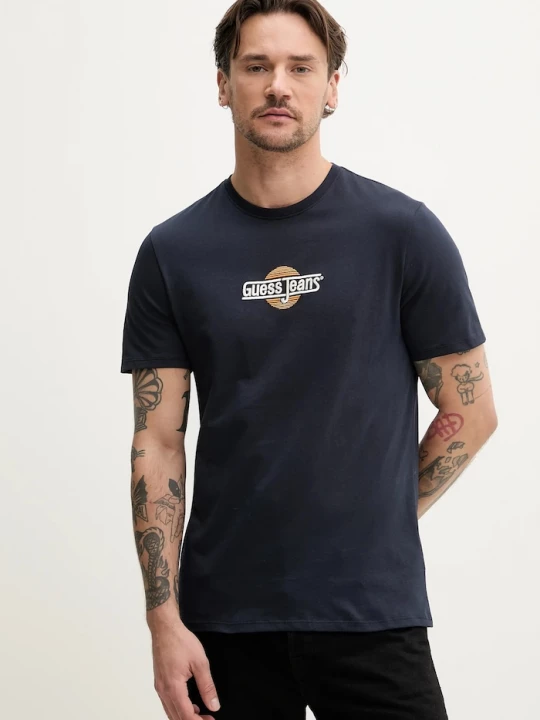 Obrázek produktu Guess Jeans Bavlněné tričko námořnická modř