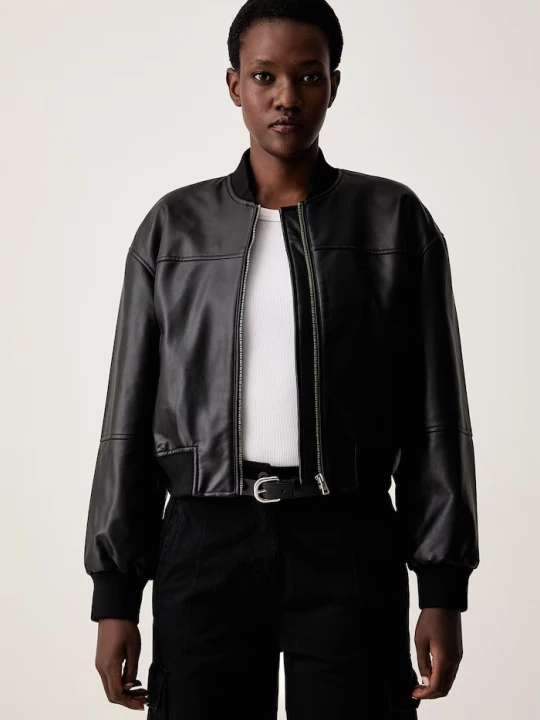 Obrázek produktu Guess Jeans bomber dámský z imitace kůže černá