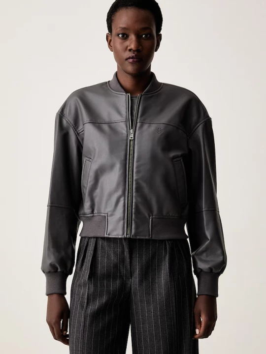 Obrázek produktu Guess Jeans bomber dámský z imitace kůže šedá