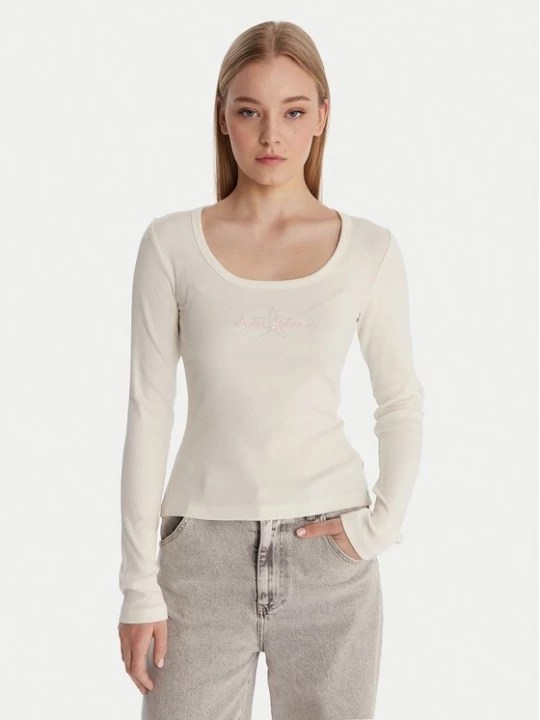 Obrázek produktu Guess Jeans Halenka W6RP24 KA0H1 Écru Slim Fit Krémová