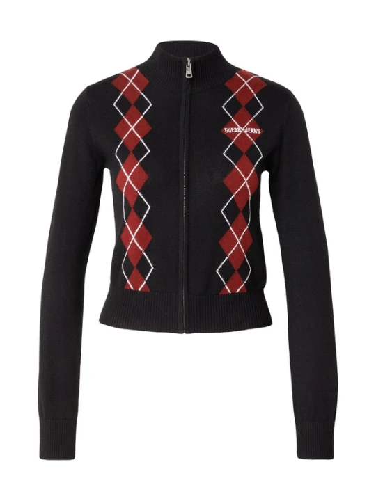 Obrázek produktu GUESS JEANS Kardigan 'ARGYLE' krvavě červená / černá / bílá