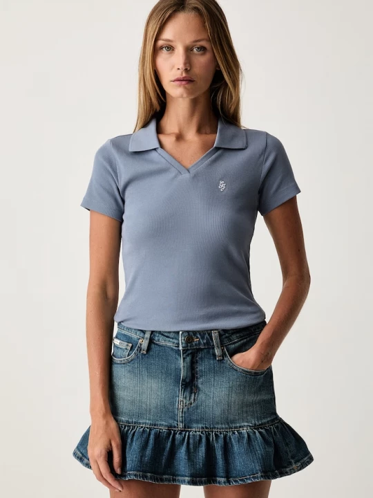 Obrázek produktu Guess Jeans polo dámské bavlněné s elastanem modrá