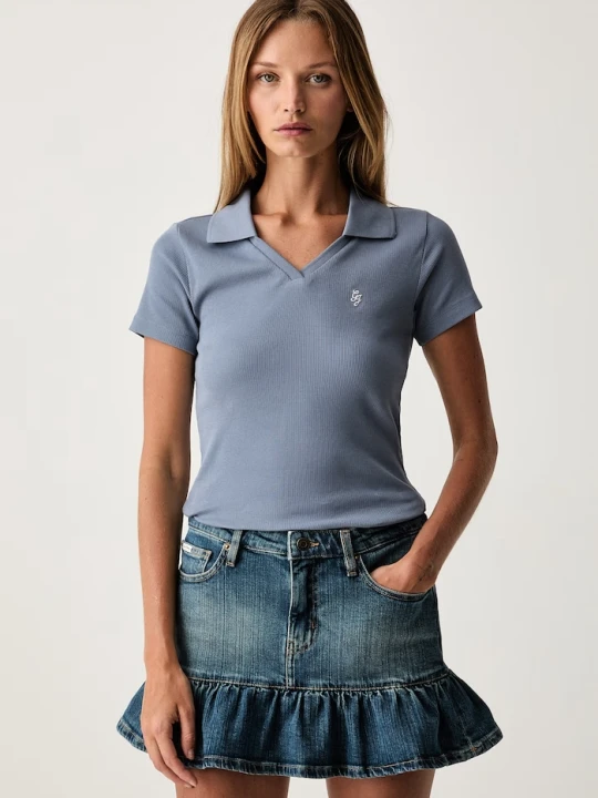 Obrázek produktu Guess Jeans polo dámské bavlněné s elastanem modrá