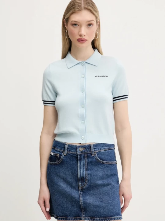 Obrázek produktu Guess Jeans Polo tričko z vlněné směsi Guess Jeans modrá