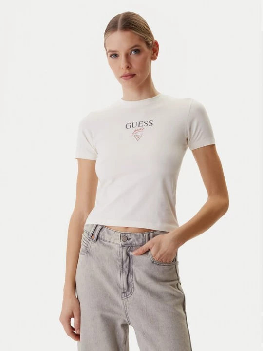 Obrázek produktu Guess Jeans T-Shirt W6RI15 J1314 Écru Regular Fit Krémová