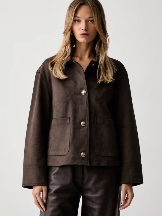 Obrázek produktu Guess košilová bunda dámská z imitace semiše GRACE hnědá