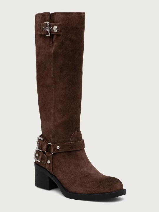 Obrázek produktu Guess kozačky nad kolena na sloupku dámské semišové MATLEY hnědá