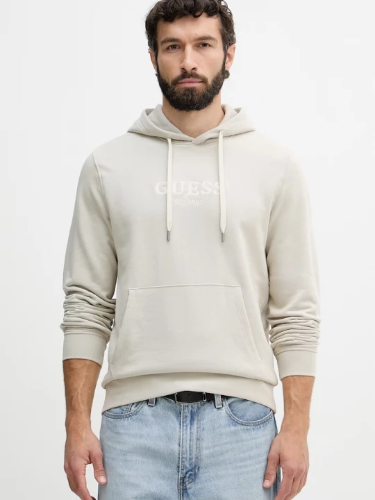 Obrázek produktu Guess mikina kapucí pánská bavlnou béžová