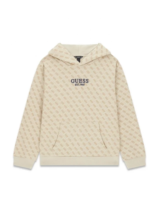 Obrázek produktu Guess mikina s kapucí dětská bavlněná béžová