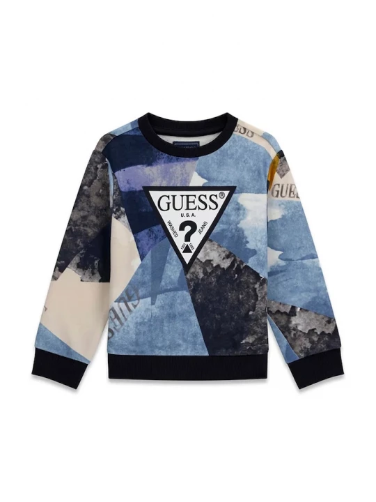 Obrázek produktu Guess mikina s kapucí dětská bavlněná modrá
