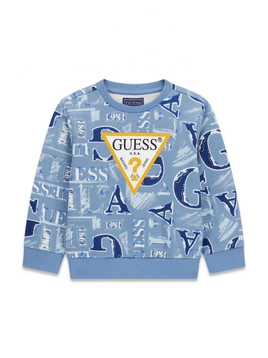 Obrázek produktu Guess mikina s kapucí dětská bavlněná modrá