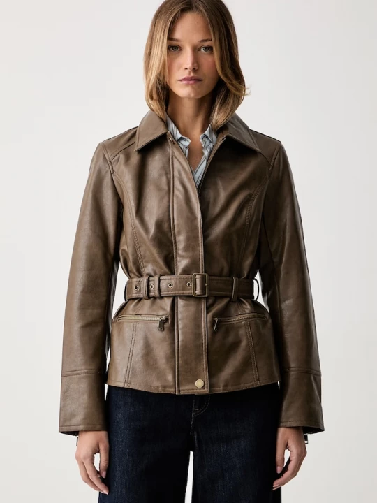 Obrázek produktu Guess přechodová bunda dámská z imitace kůže JEANNE hnědá