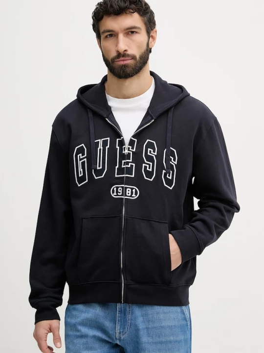 Obrázek produktu Guess rozepínací mikina pánská bavlněná DAVIS námořnická modř