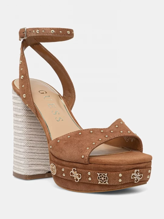 Obrázek produktu Guess sandály na sloupku semišové VALICE2 hnědá