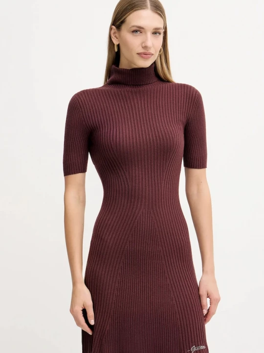 Obrázek produktu Guess Šaty s příměsí vlny Guess JULIA hnědá