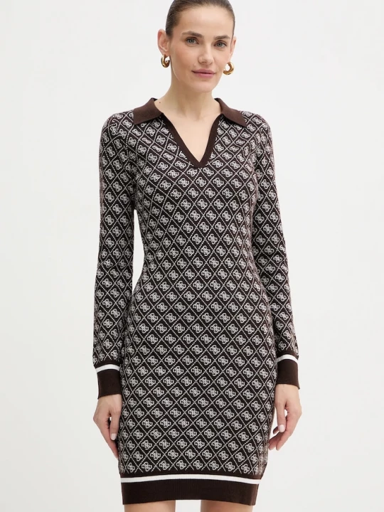 Obrázek produktu Guess Šaty z vlněné směsi Guess AUBREY hnědá