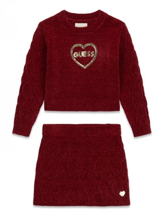 Obrázek produktu Guess Set svetr a sukně K6BG03 Z1290 Tmavě červená Regular Fit