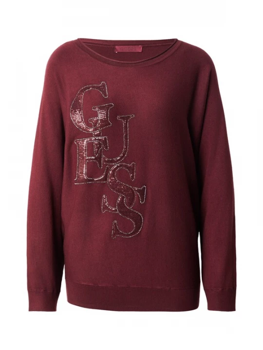 Obrázek produktu GUESS Svetr 'ESMERALDA' bordó / stříbrná