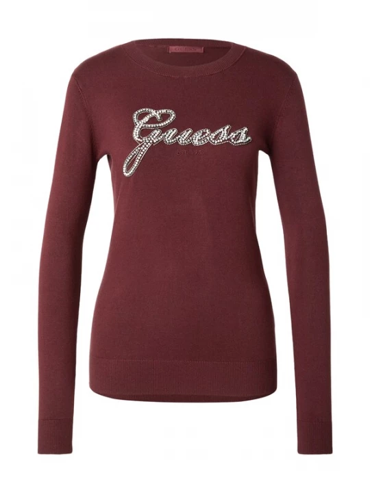 Obrázek produktu GUESS Svetr 'GEORGIA' tmavě červená / stříbrná / perlově bílá