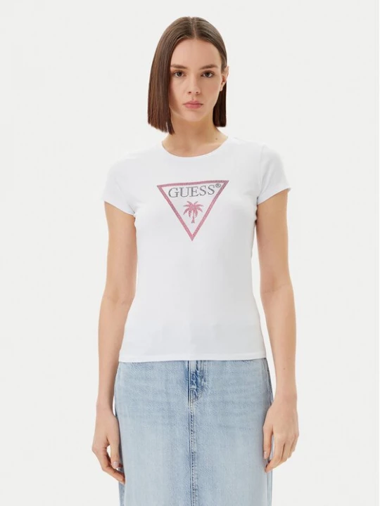 Obrázek produktu Guess T-Shirt E5GI08 J1314 Bílá Slim Fit