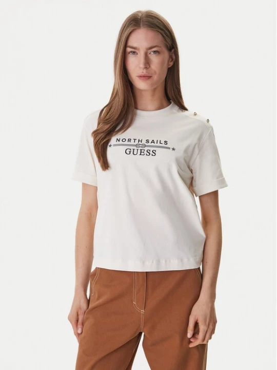 Obrázek produktu Guess T-Shirt GUESS x NORTH SAILS W6GI03 K2657 Écru Relaxed Fit Krémová