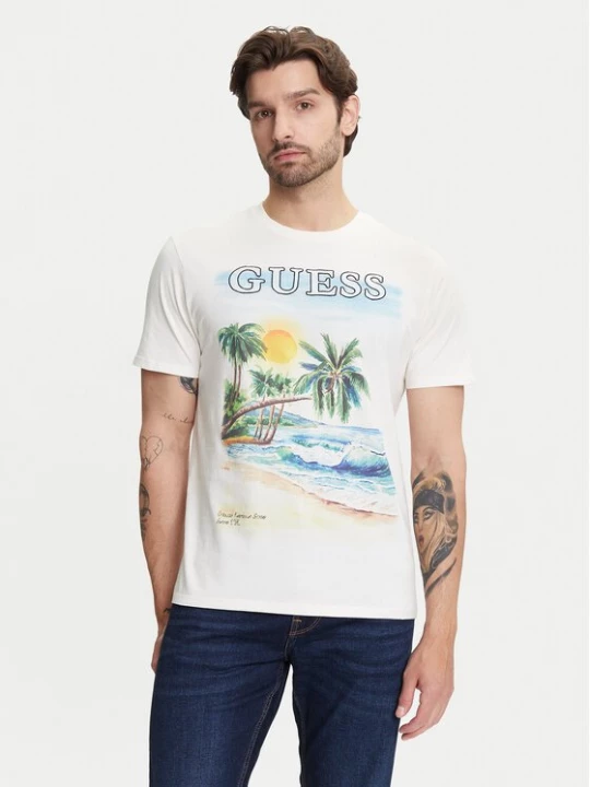 Obrázek produktu Guess T-Shirt M5YI38 KBW41 Écru Regular Fit Krémová