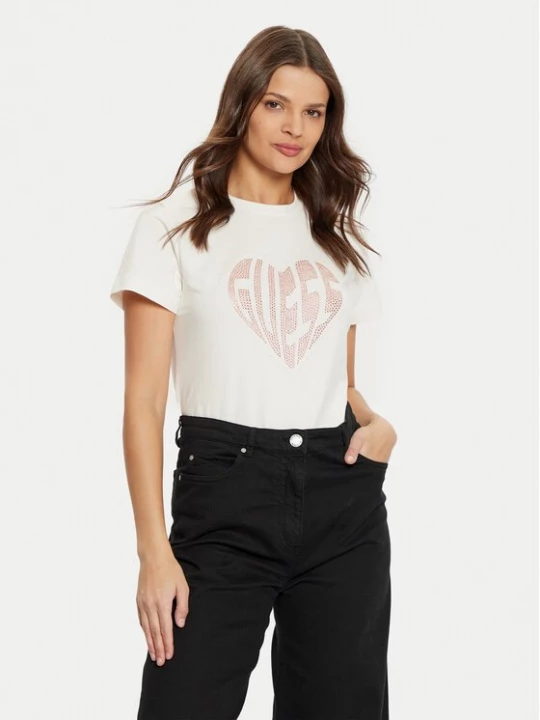 Obrázek produktu Guess T-Shirt V5RI08 J1314 Écru Slim Fit Krémová