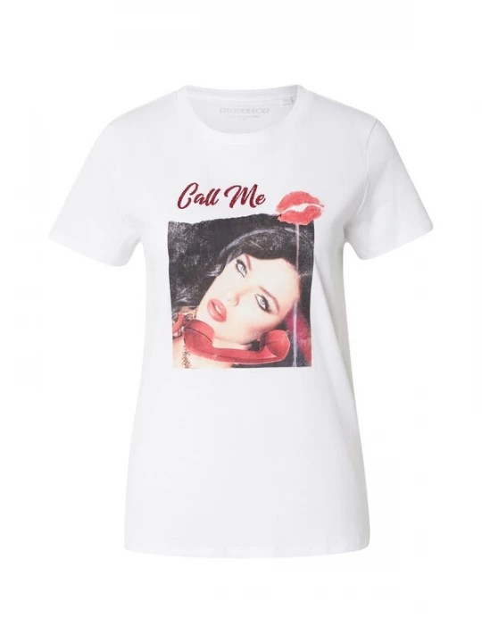Obrázek produktu GUESS Tričko 'CALL ME EASY' světle šedá / krvavě červená / černá / bílá