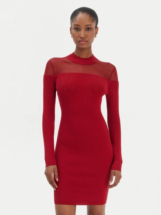 Obrázek produktu Guess Úpletové šaty W6RK98 Z2YJ2 Červená Slim Fit