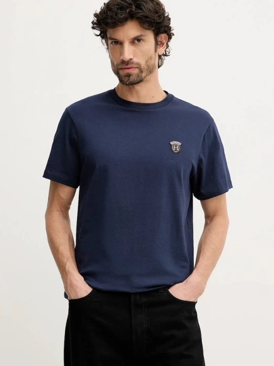 Obrázek produktu Hackett London Bavlněné tričko Hackett London námořnická modř