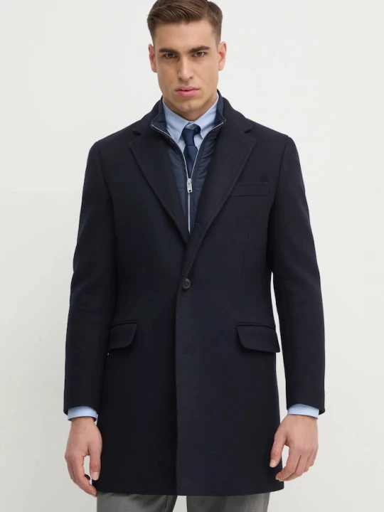 Obrázek produktu Hackett London Vlněný kabát námořnická modř
