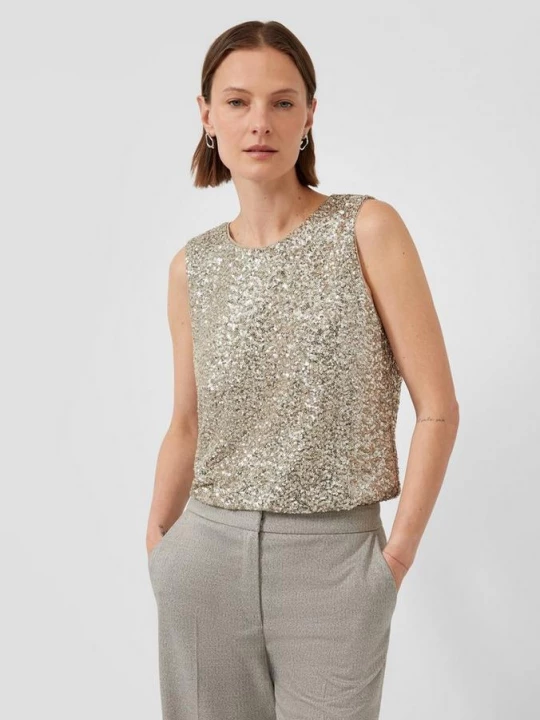 Obrázek produktu Halenkový top bez rukávů, s flitry a kulatým výstřihem s.Oliver béžová