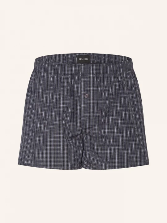 Obrázek produktu Hanro Tkané Boxerky Fancy Woven šedá / tmavě modrá / bílá