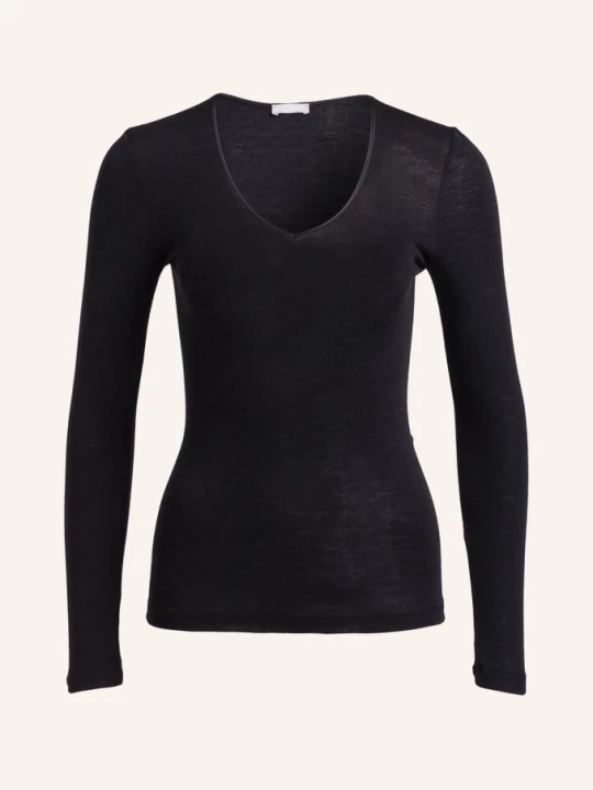 Obrázek produktu Hanro Tričko S Dlouhým Rukávem Woolen Silk Z Merino Vlny S Hedvábím černá