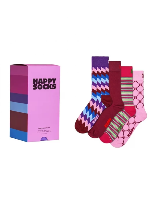 Obrázek produktu Happy Socks ponožky s bavlnou 4-pack růžová