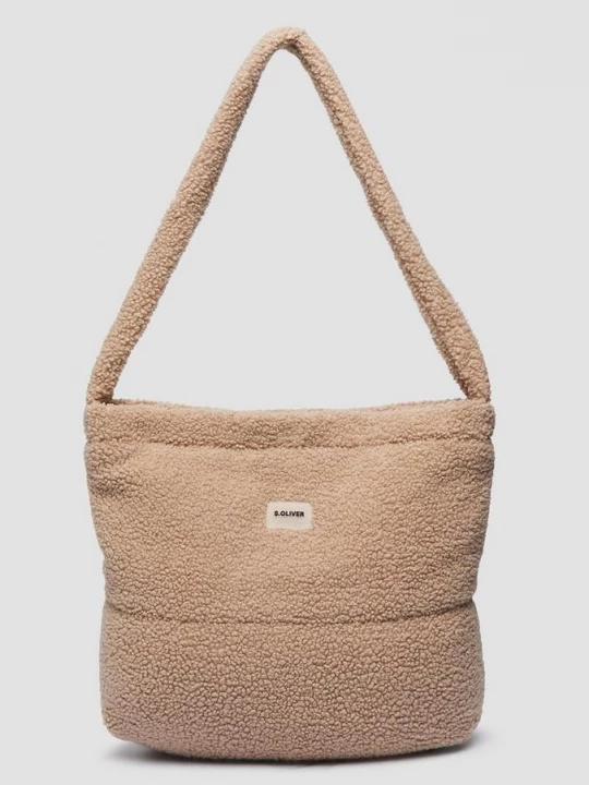 Obrázek produktu Hebká plyšová kabelka hobo, s magnetickým zapínáním s.Oliver béžová