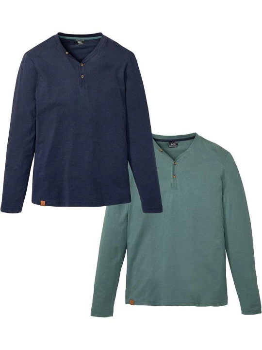 Obrázek produktu Henley tričko s dlouhým rukávem, z čisté organické bavlny (2 ks v balení) BonPrix