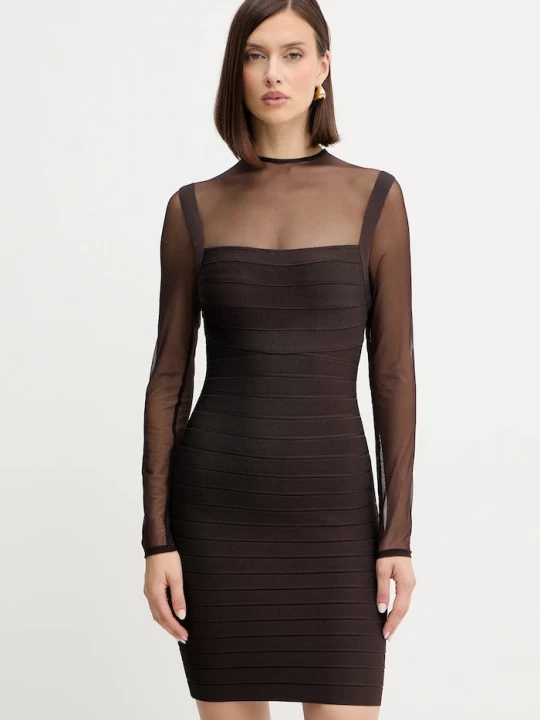 Obrázek produktu Herve Leger Šaty Herve Leger Amy Hervé Léger hnědá