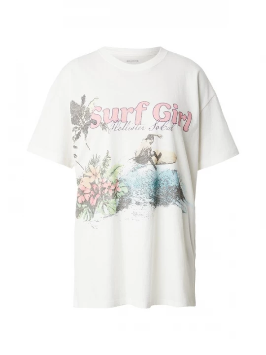Obrázek produktu HOLLISTER Tričko tmavě šedá / zelená / růžová / bílá