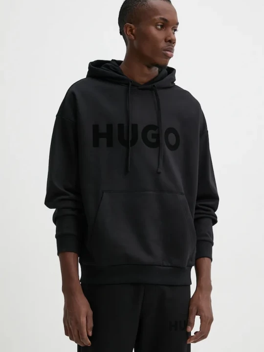 Obrázek produktu HUGO mikina s kapucí pánská bavlněná Ditchle černá